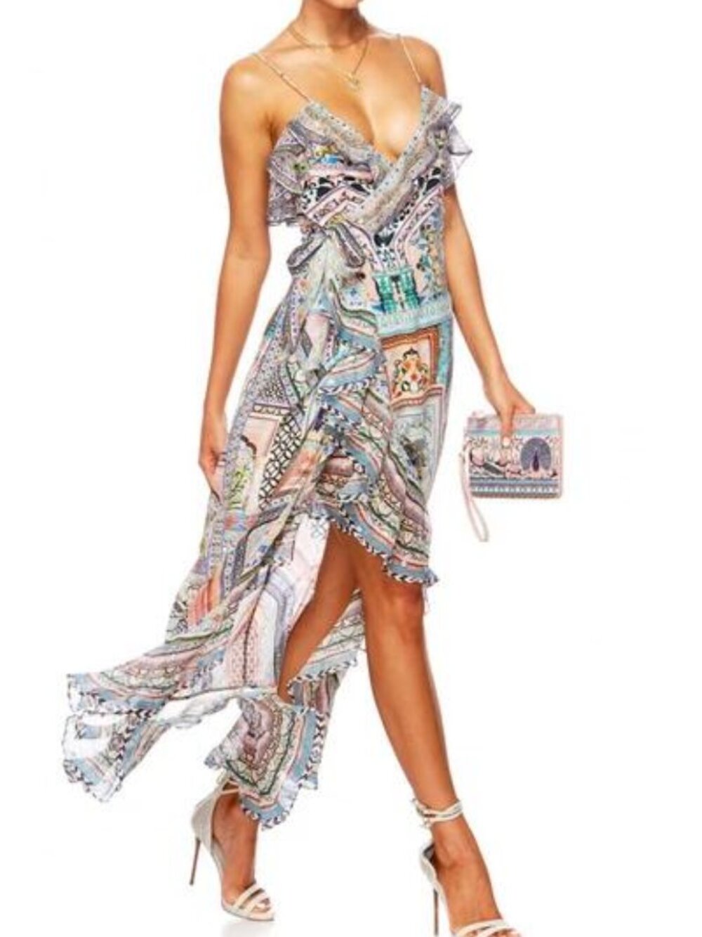 CAMILLA Lady Lake Long Wrap Dress with Frill – 100% Silk ✨ Sold out, in-demand